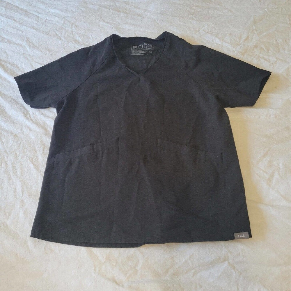 FIGS Technical Collection Women’s Black V-Neck Scrub Top Size XXS